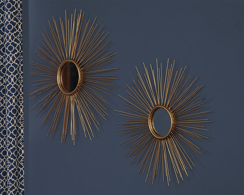 Doniel Antique Gold Finish Accent Mirror (Set Of 2)