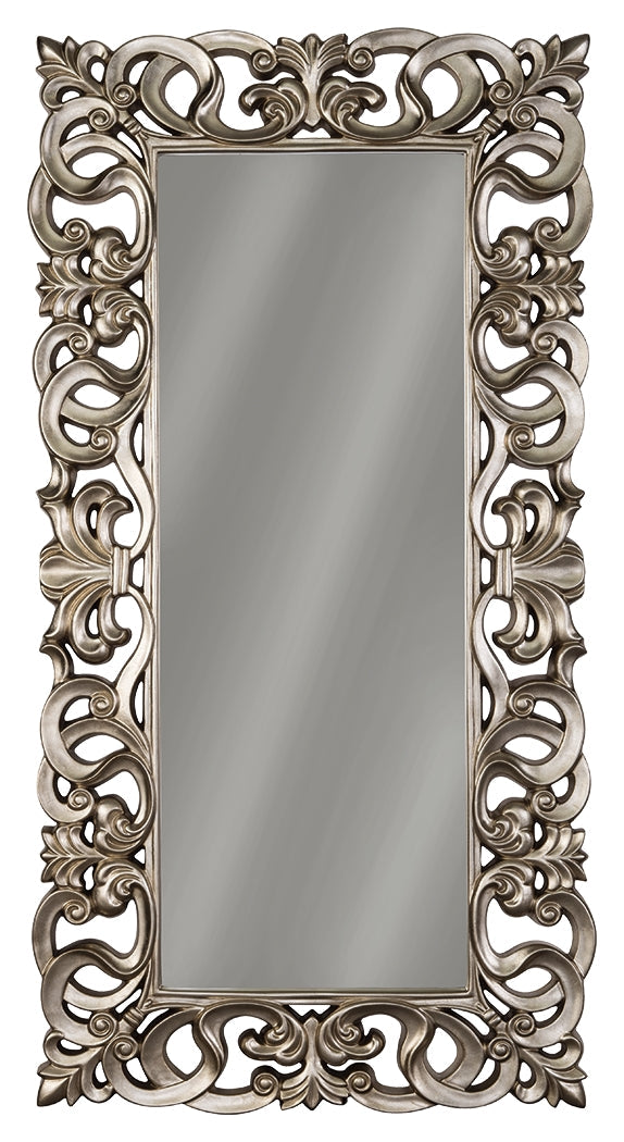 Lucia Antique Silver Finish Floor Mirror