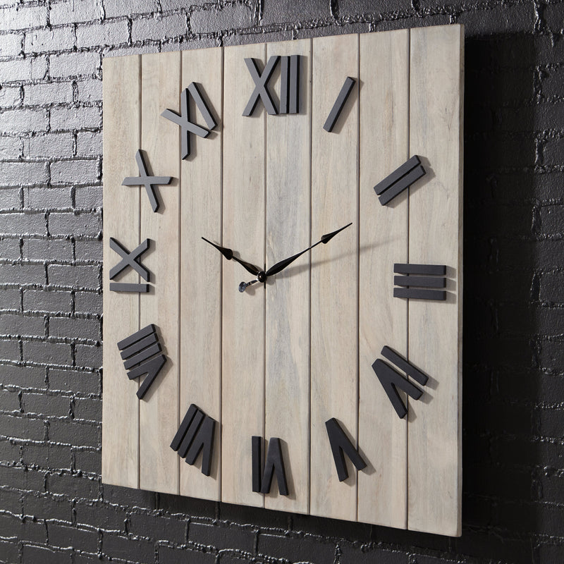Bronson Whitewash/black Wall Clock