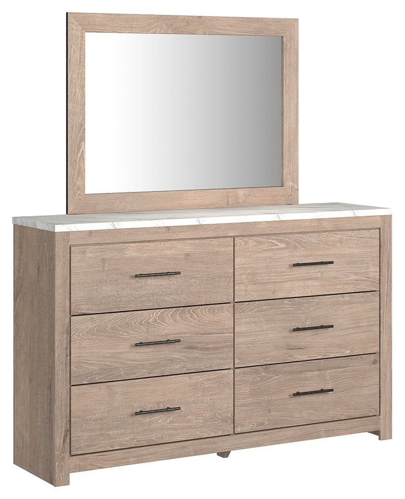 Senniberg Light Brown/white Dresser And Mirror