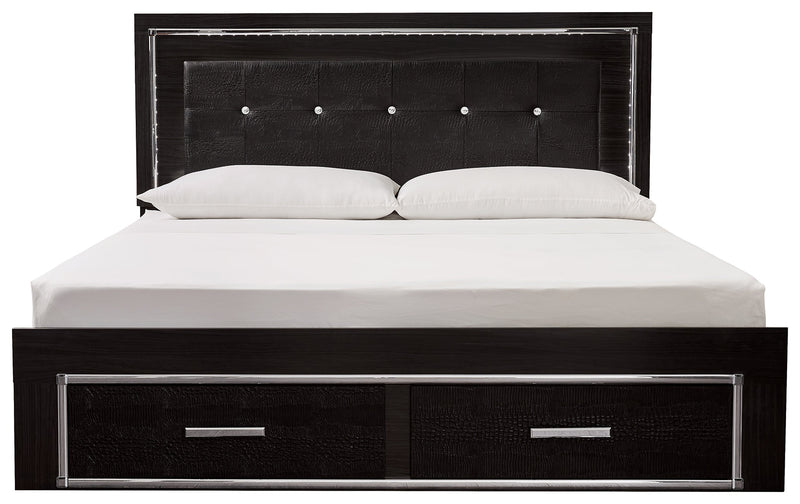 Kaydell Black King Upholstered Panel Bed With Storage