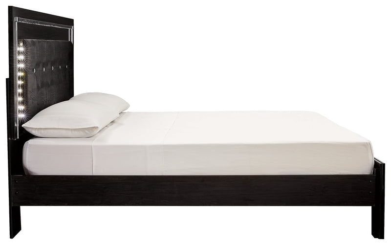 Kaydell Black King Upholstered Panel Bed With Storage