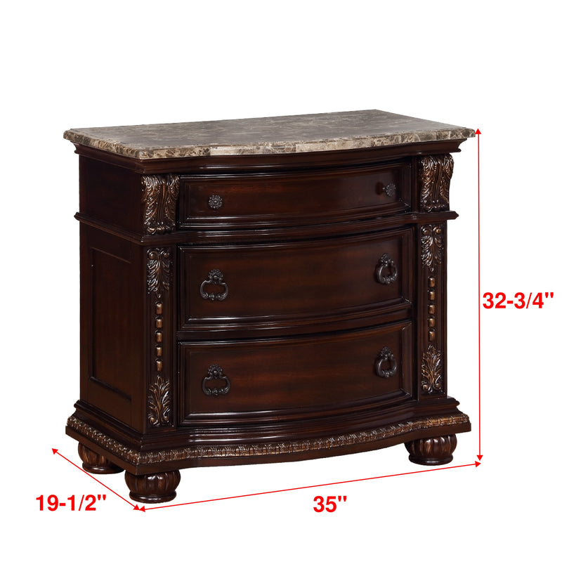 Stanley Chest Cherry Brown, Traditional Wood Veneers And Solids, Metal 5 Drawers