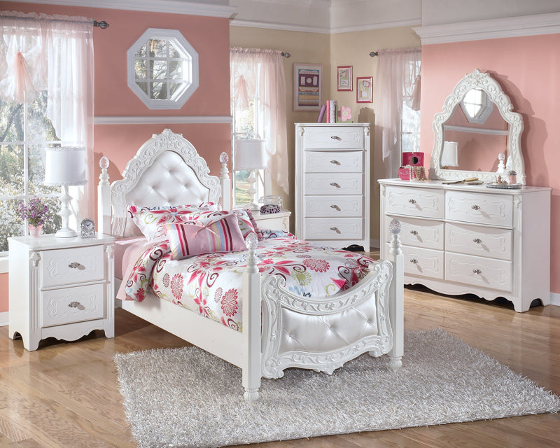 Exquisite White Twin Poster Bed
