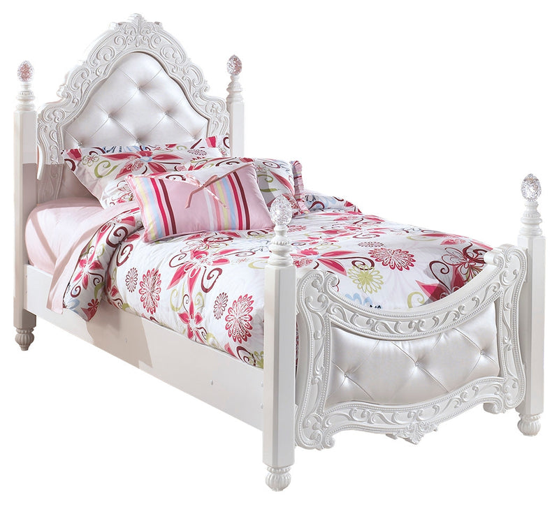 Exquisite White Twin Poster Bed