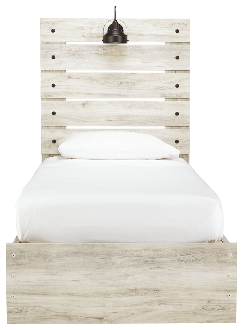 Cambeck Whitewash Twin Panel Bed With 2 Storage Drawers