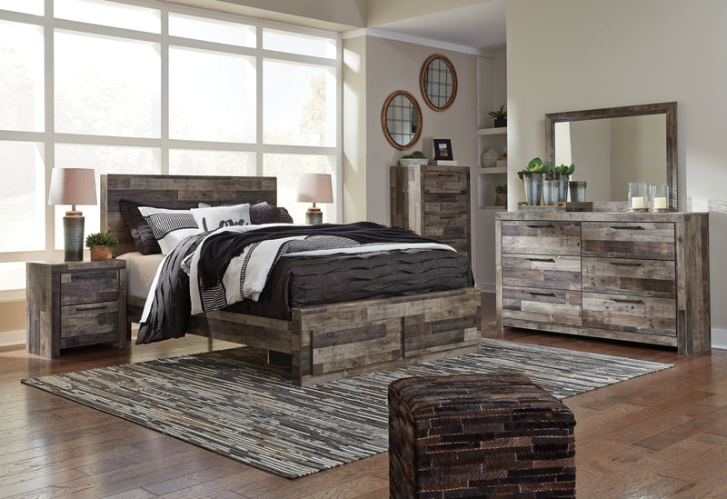 Derekson Multi Gray King Panel Bed With 2 Storage Drawers