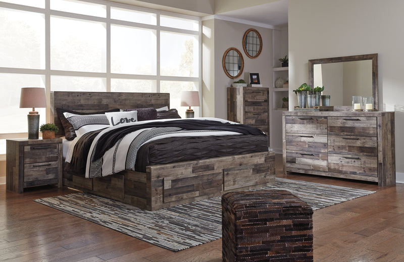 Derekson Multi Gray King Panel Bed With 6 Storage Drawers