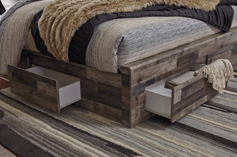 Derekson Multi Gray King Panel Bed With 6 Storage Drawers