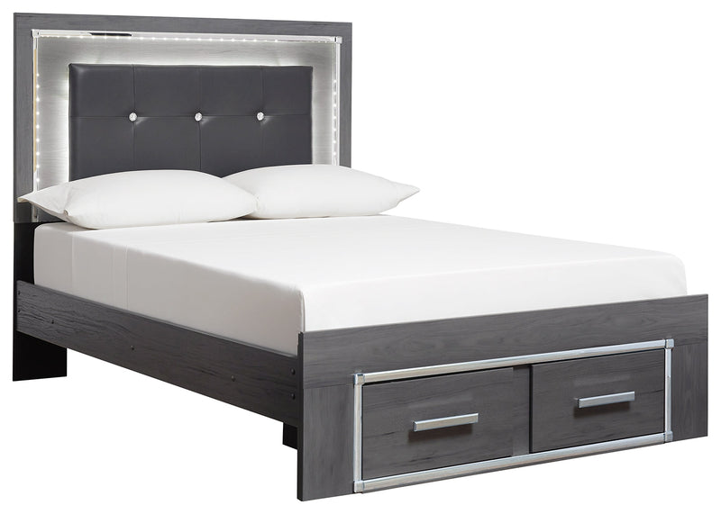 Lodanna Gray Full Panel Bed With 2 Storage Drawers