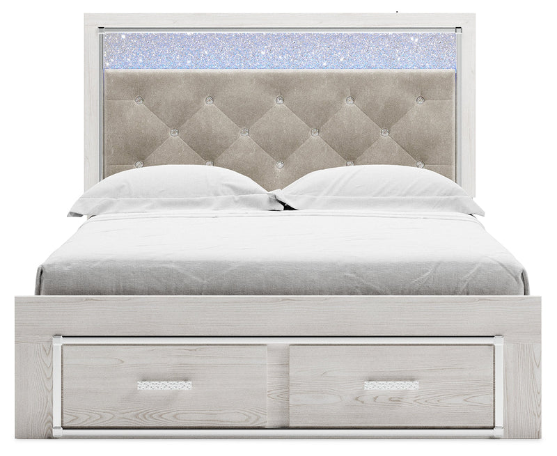 Altyra White Queen Upholstered Storage Bed