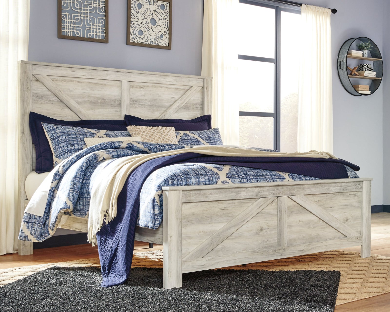 Bellaby Whitewash King Crossbuck Panel Bed