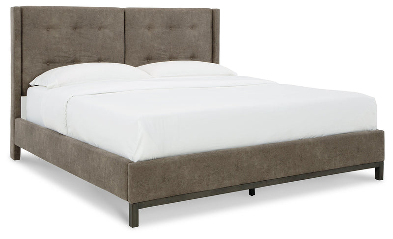Wittland Brown King Upholstered Panel Bed