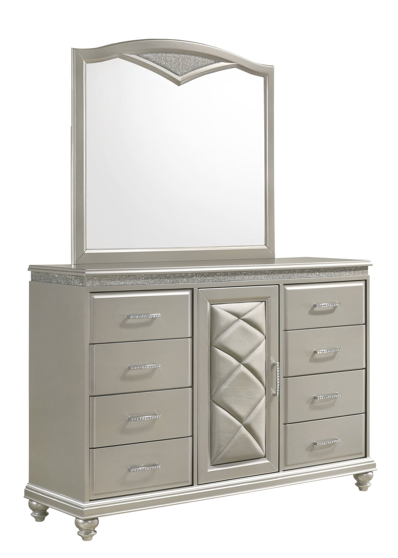 Valiant Dresser Champagne Silver, Classic And Modern, 7 Drawers