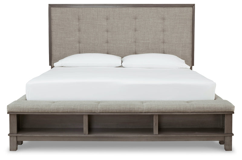 Hallanden Gray King Panel Bed With Storage