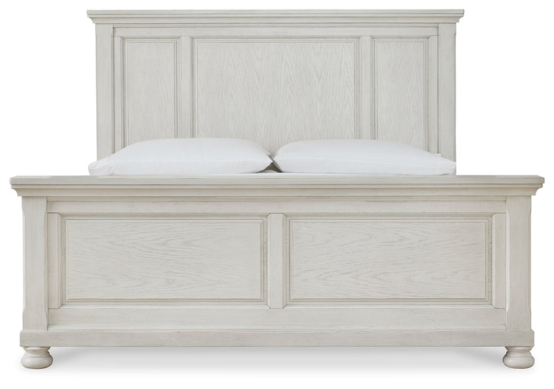 Robbinsdale Antique White King Panel Bed