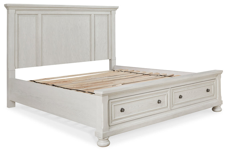 Robbinsdale Antique White Queen Panel Storage Bed