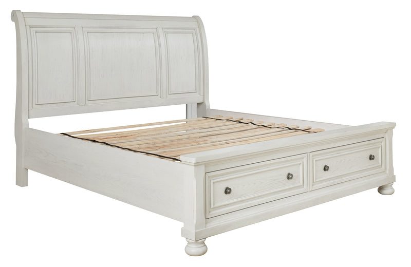 Robbinsdale Antique White Queen Sleigh Bed With Storage
