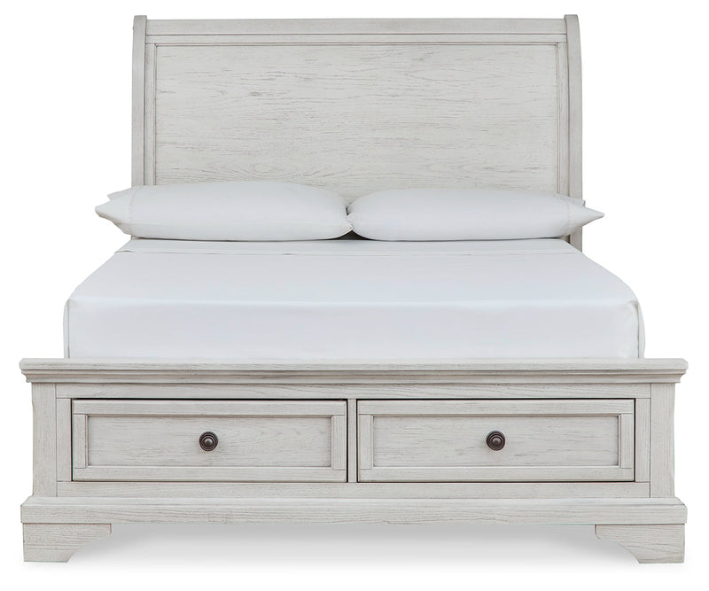 Robbinsdale Antique White Full Sleigh Storage Bed
