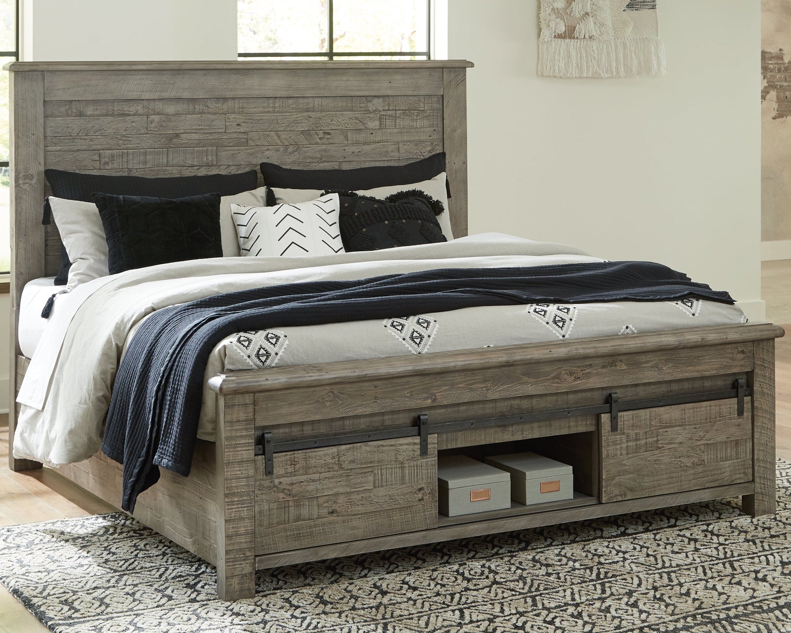 Brennagan Gray Queen Panel Bed With Storage