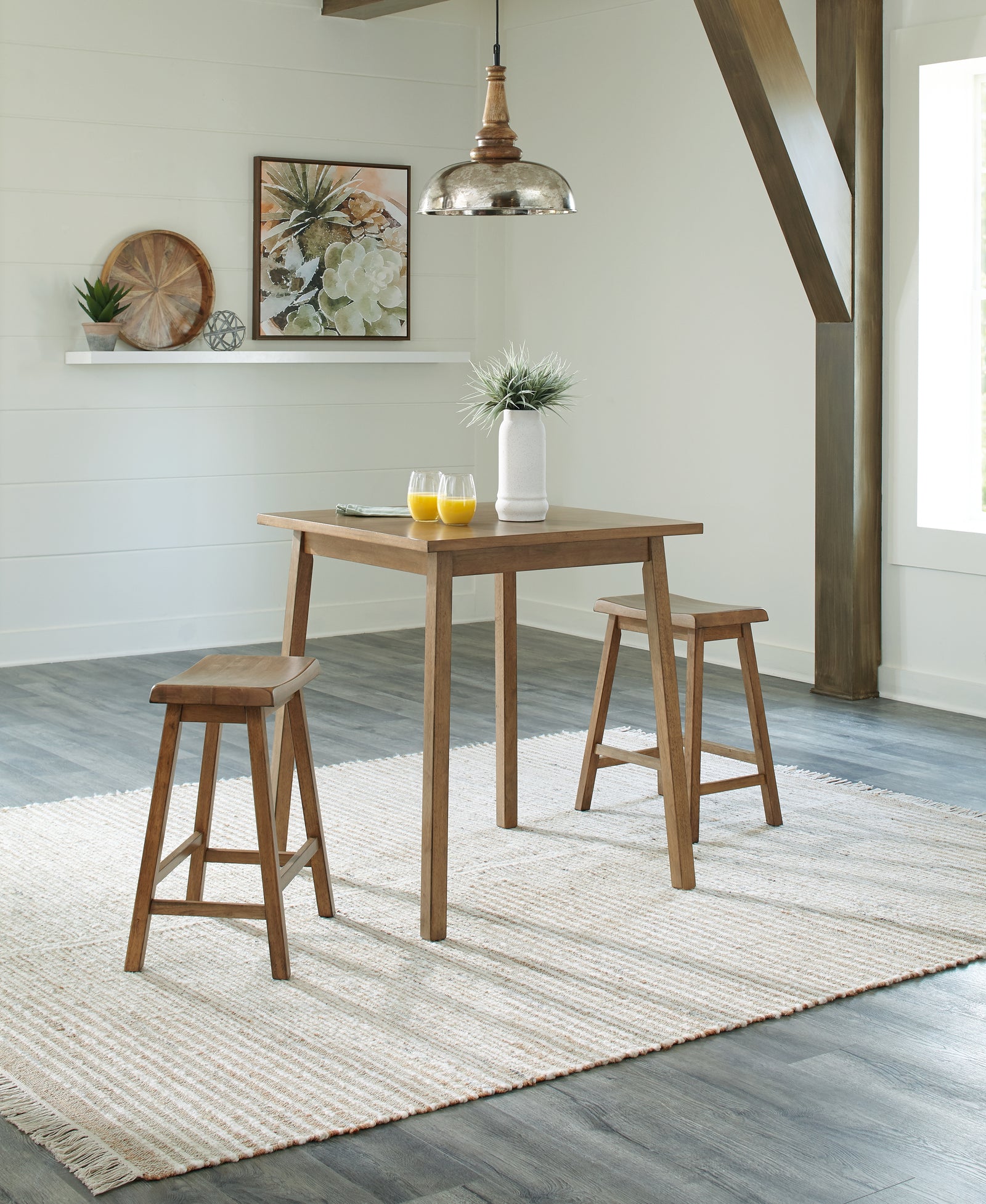 Shully Natural Counter Height Dining Table And 2 Barstools