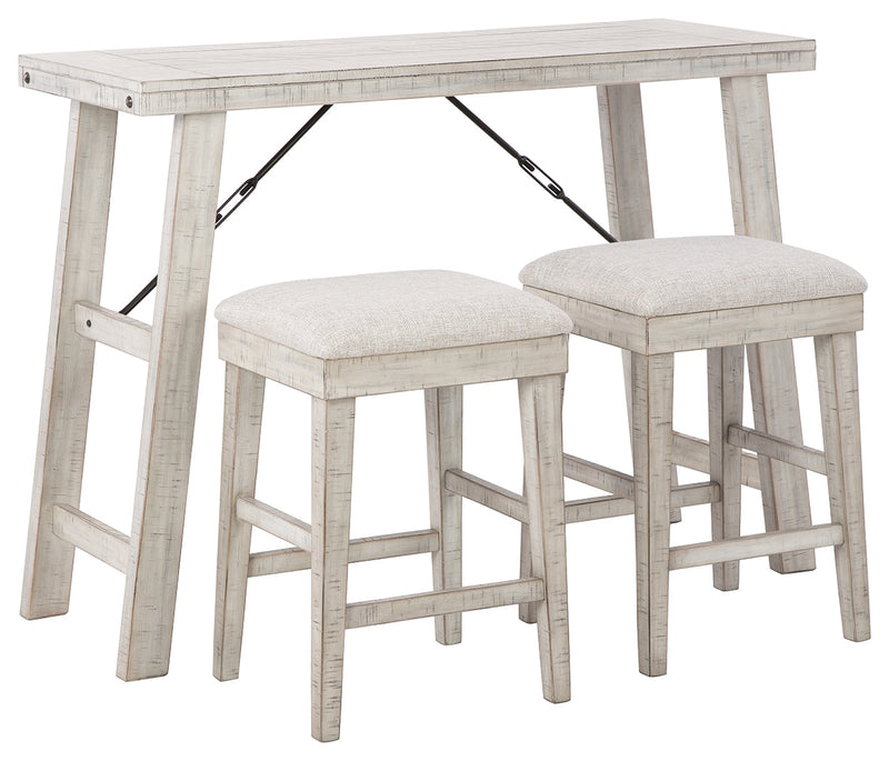 Carynhurst Whitewash Counter Height Dining Table And Bar Stools (Set Of 3)