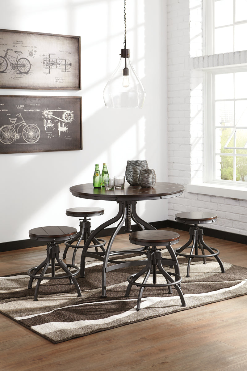 Odium Brown Counter Height Dining Table And Bar Stools (Set Of 5)