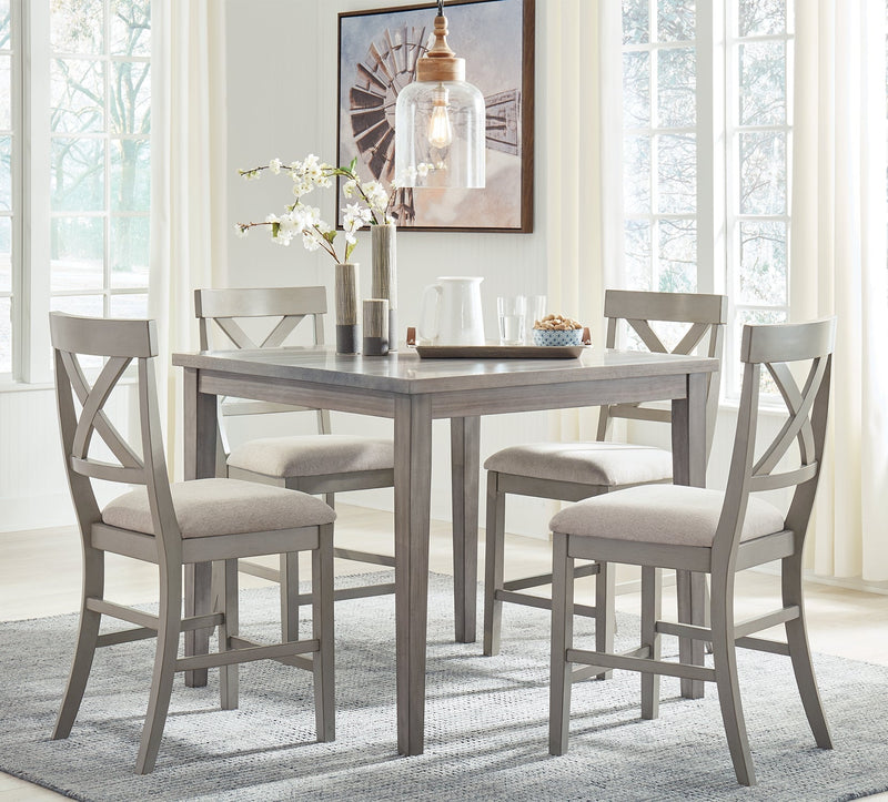 Parellen Gray Counter Height Dining Table And 4 Barstools