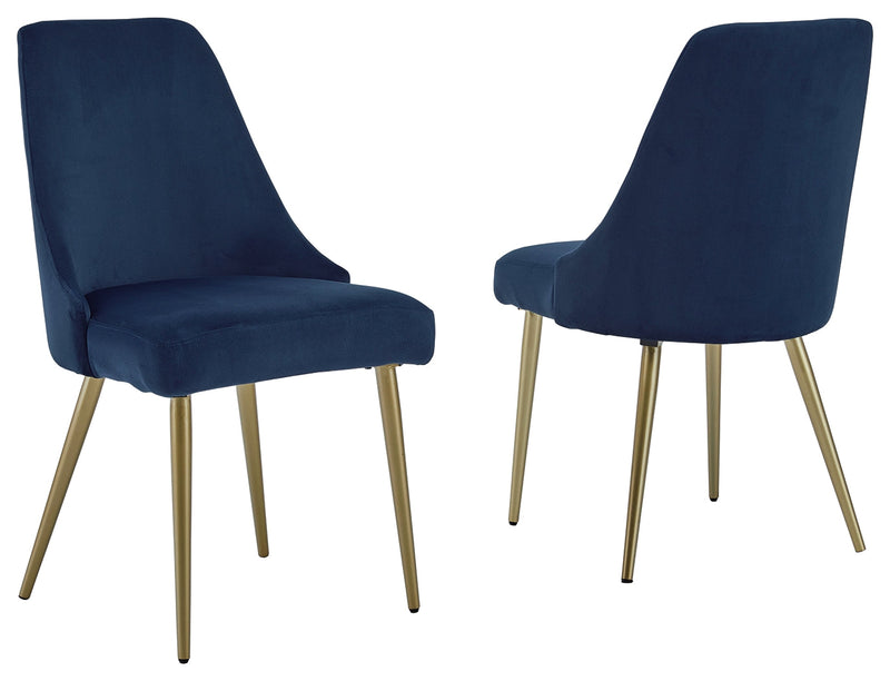 Wynora Blue/gold Finish Dining Chair