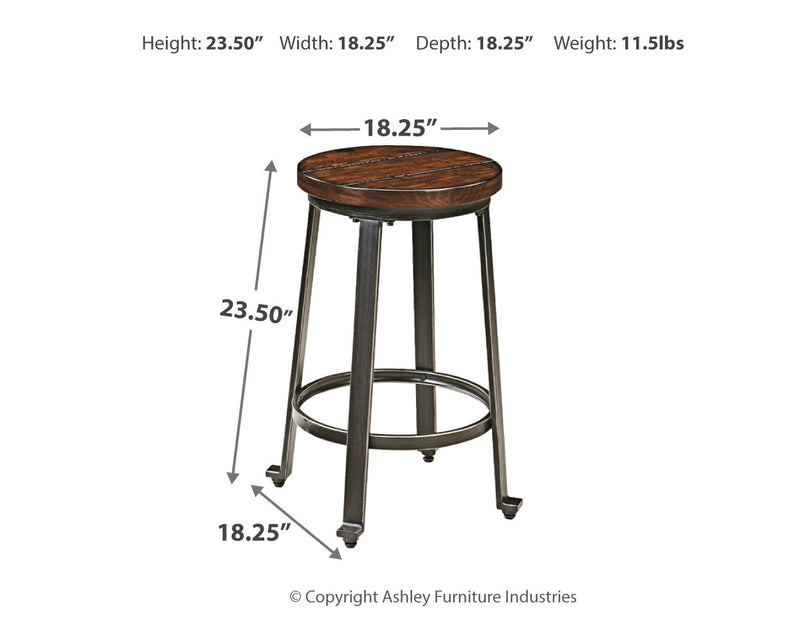 Challiman Rustic Brown Counter Height Bar Stool