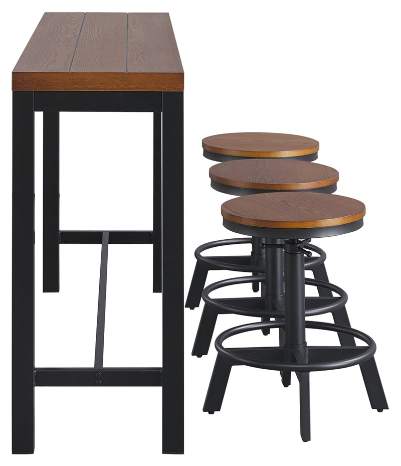 Quinidad Black/brown Counter Height Dining Table And Bar Stools (Set Of 4)