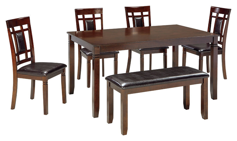 Bennox Brown Dining Table And Chairs With Bench (Set Of 6)