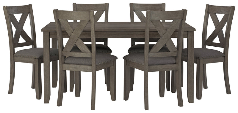 Caitbrook Gray Dining Table And Chairs (Set Of 7)