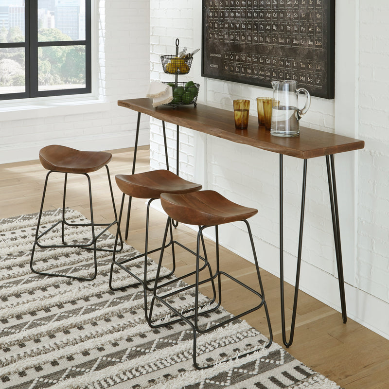 Wilinruck Brown/Black Counter Height Dining Table And 3 Barstools