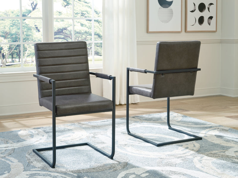 Strumford Gray/black Dining Arm Chair