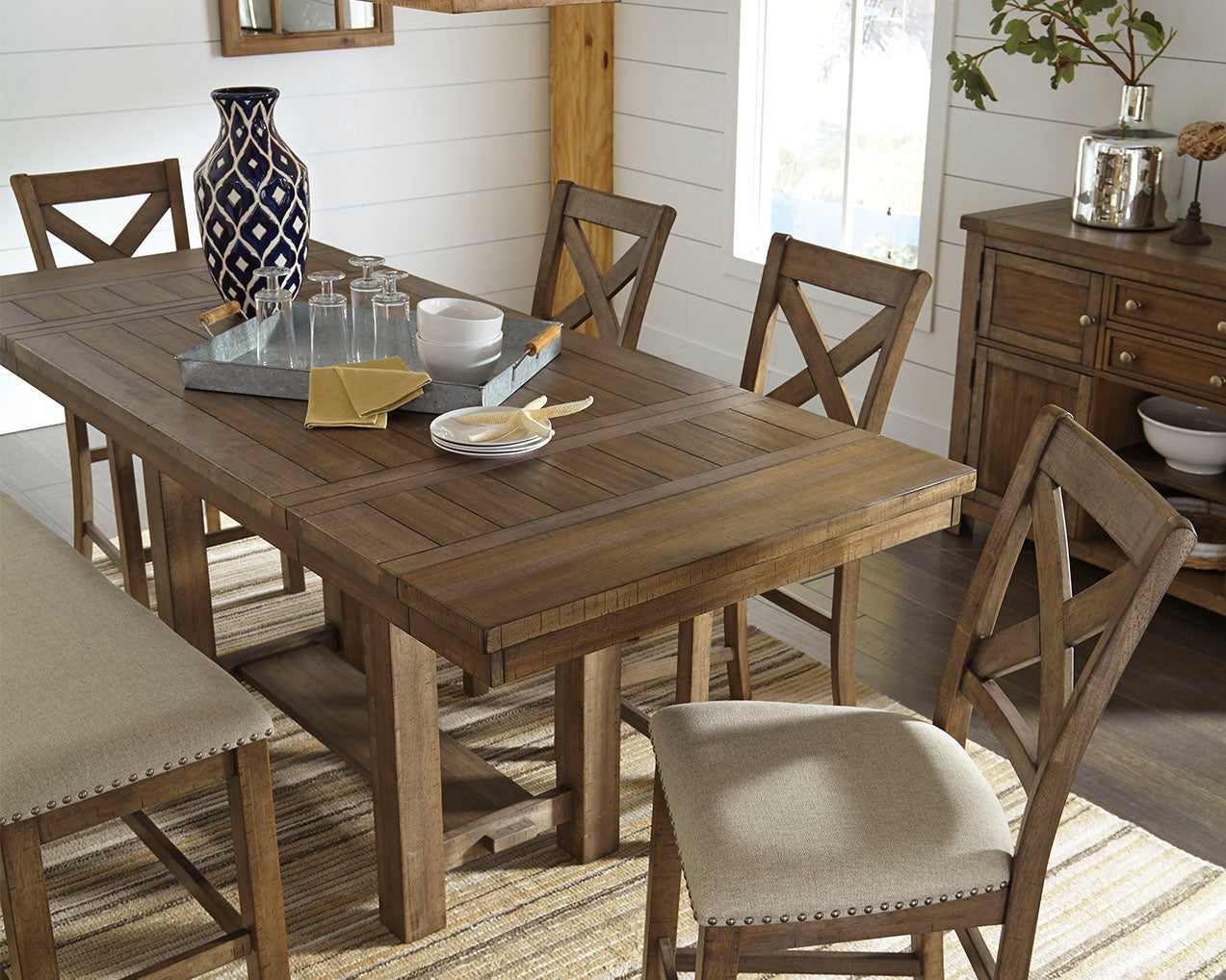 Moriville Grayish Brown Counter Height Dining Extension Table