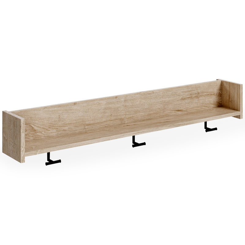 Oliah Natural Wall Mounted Coat Rack With Shelf