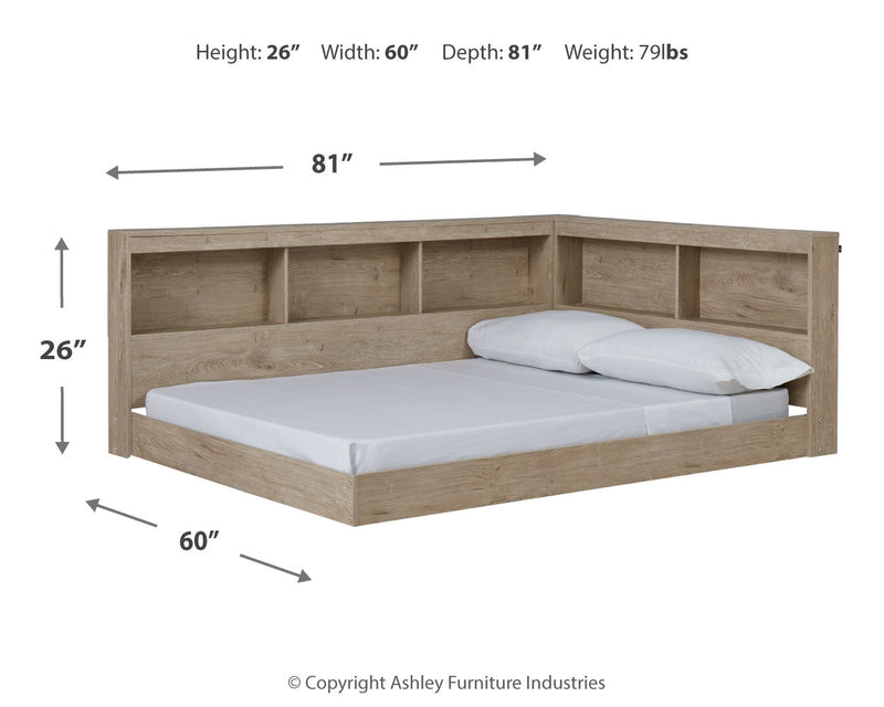 Oliah Natural Full Bookcase Storage Bed