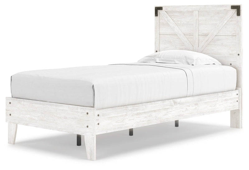 Shawburn White/dark Charcoal Gray Twin Crossbuck Panel Platform Bed