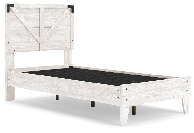 Shawburn White/dark Charcoal Gray Twin Crossbuck Panel Platform Bed