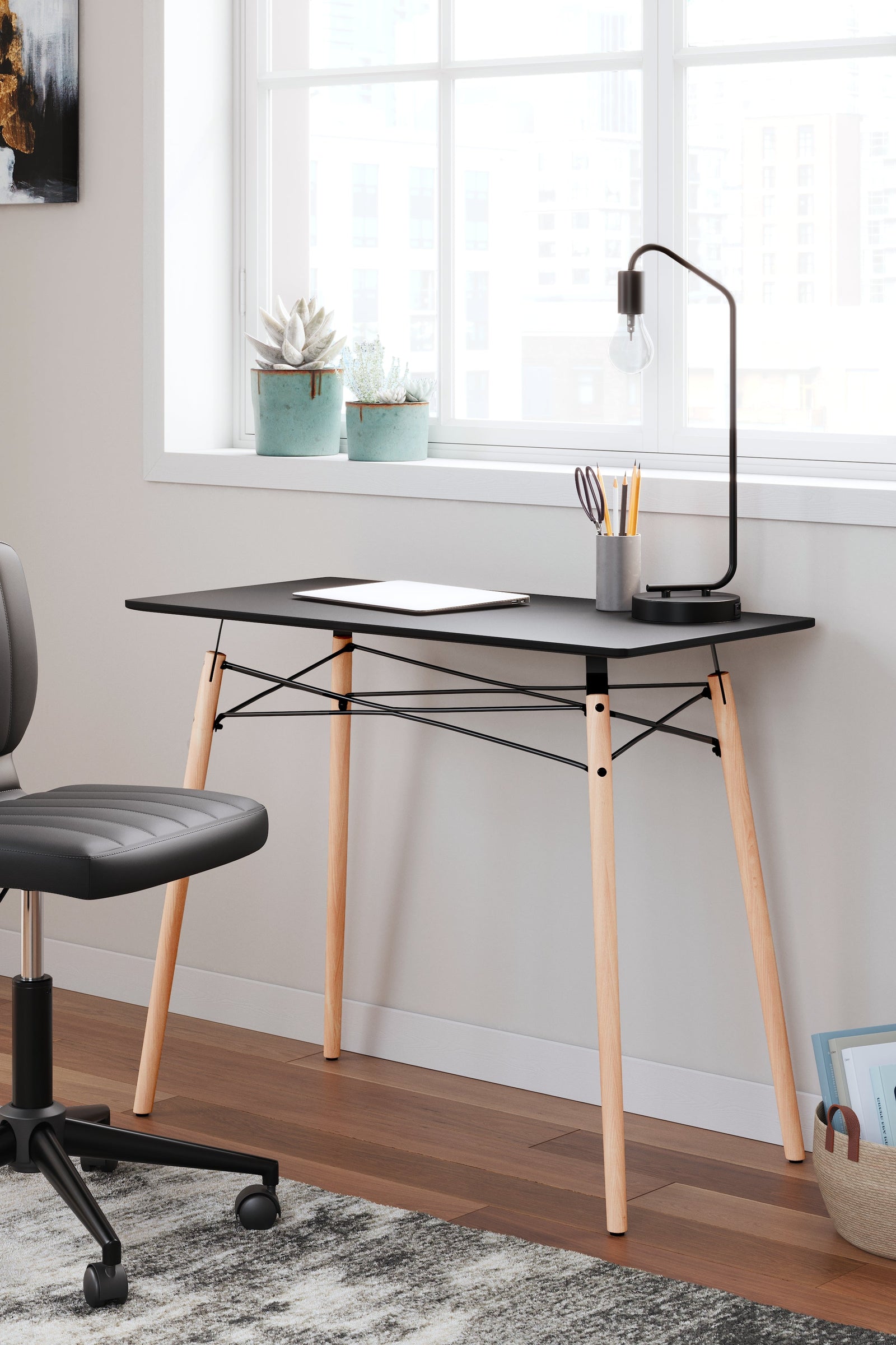 Jaspeni Black/natural Home Office Desk