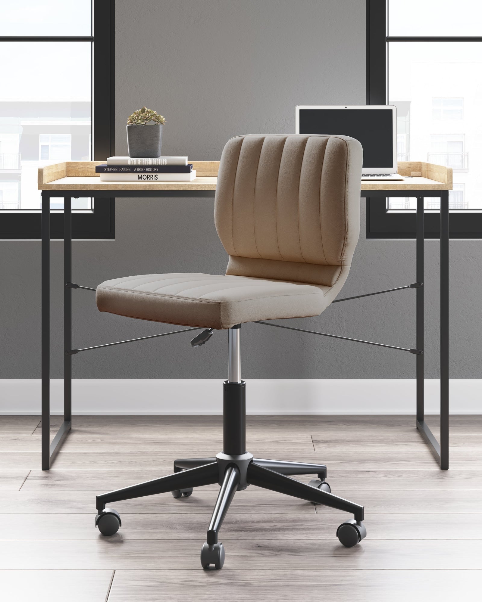 Beauenali Taupe Home Office Desk Chair