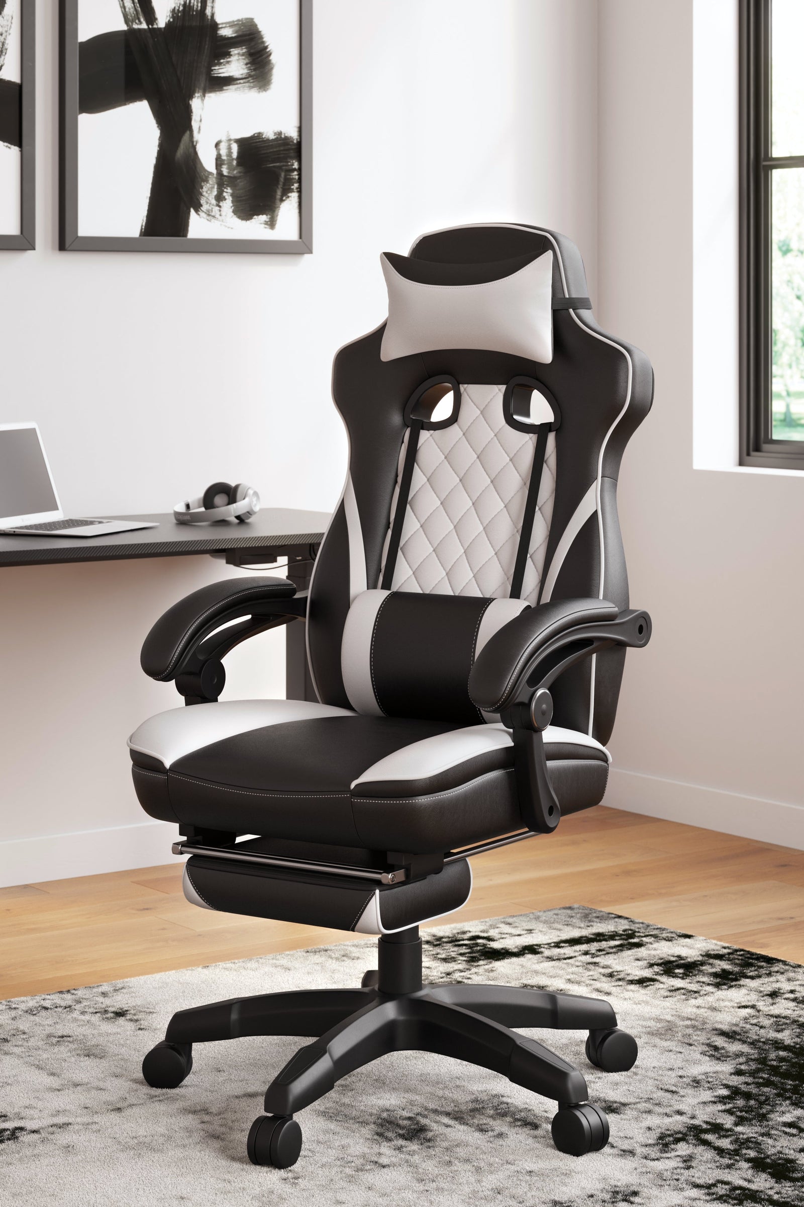 Lynxtyn White/Black Home Office Swivel Desk Chair
