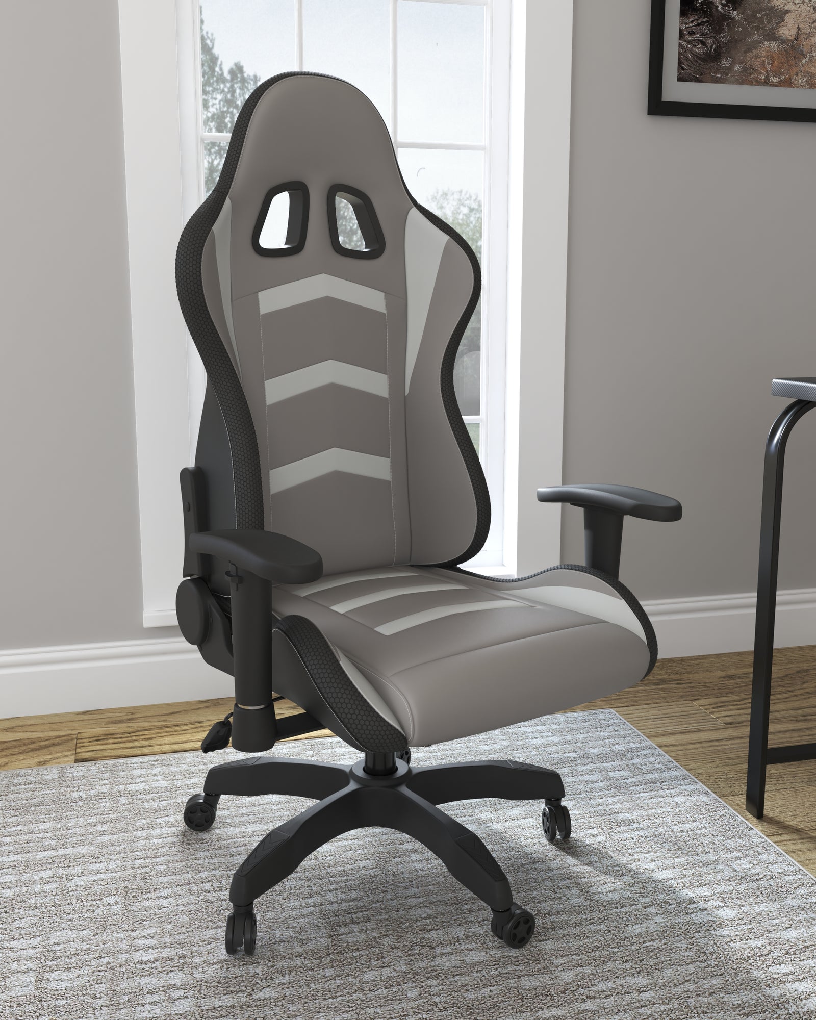 Lynxtyn White/Gray Home Office Desk Chair