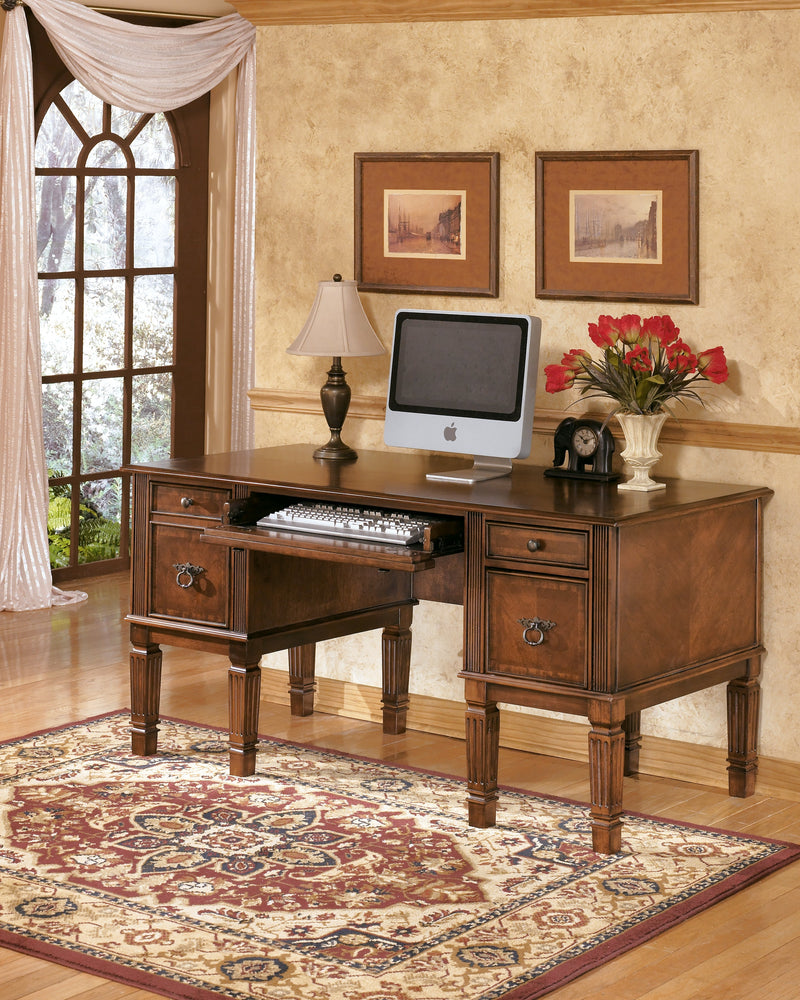 Hamlyn Medium Brown Home Office Desk With Chair And Storage