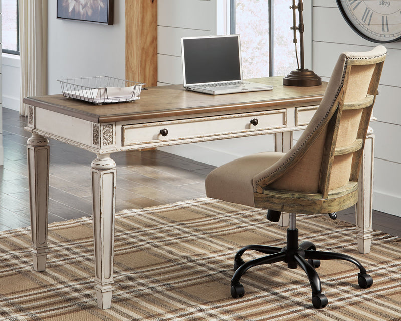 Realyn White/Brown 60" Home Office Desk