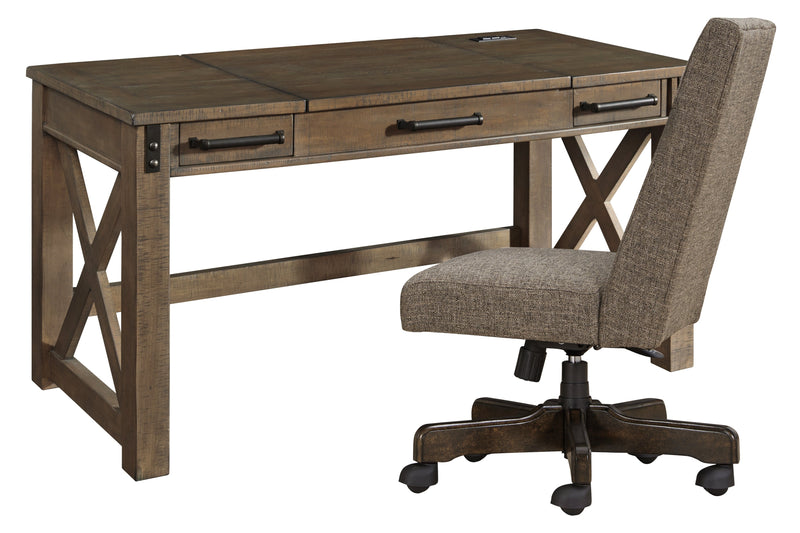 Aldwin Gray Home Office Desk With Chair