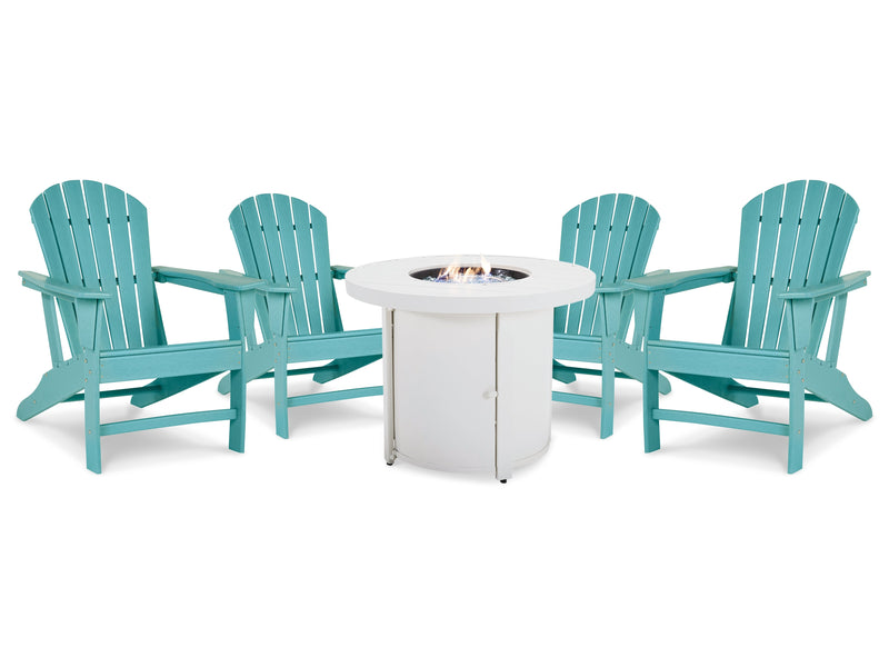 Sundown Turquoise Treasure Outdoor Fire Pit Table And 4 Chairs