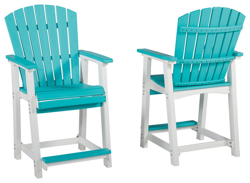 Eisely Turquoise/white Outdoor Counter Height Bar Stool (Set Of 2)