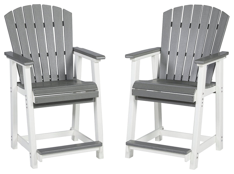 Transville Gray/white Outdoor Counter Height Bar Stool (Set Of 2)